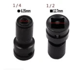 Adaptador para brocas hexagonales de 1/4" (6.35mm) y 1/2" (12.7mm) en color negro.