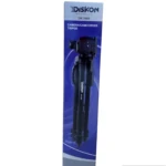 Tripode Diskon DK-3560 negro para cámara y videograbadora, con diseño compacto.