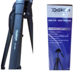 Trípode Diskon DK-3560 negro, ligero y compacto, ideal para viajes, con extensión de 1675mm y estuche.