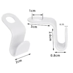 Ganchos blancos ahorradores de espacio, dimensiones 3x2.6x0.8 cm, ideales para organizar ropa.