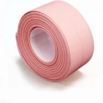 Rollo de cinta selladora impermeable rosa, adhesiva, para bordes, textura lisa.