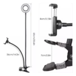 Aro de luz tipo trípode para celular, flexible, con pinza, altura 65cm.