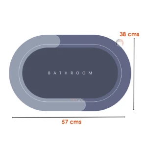 Alfombra para baño ovalada suave, color gris azul, 57x38 cms.