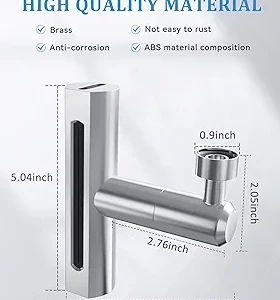 Grifo de cocina extensible de latón y ABS, plateado, 4 en 1, con medidas detalladas.