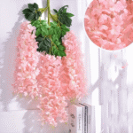 Glicinias colgantes decorativas color rosa, ideal para ambientar bodas, fiestas o el hogar.