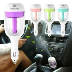 Humidificador ambientador para carro Nanum, varios colores disponibles, con forma de enchufe.