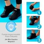 Funda impermeable negra para calzado, para proteger los zapatos de la lluvia.