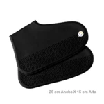 Par de cubrebotas de lluvia negros impermeables, suela antideslizante, 25x15 cm.