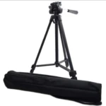 Trípode Diskon 3540 negro, plegable, con bolso de transporte. Ideal para fotografía y video estable.