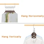 Perchero metálico ahorra espacio para colgar ropa horizontal o verticalmente en closet.