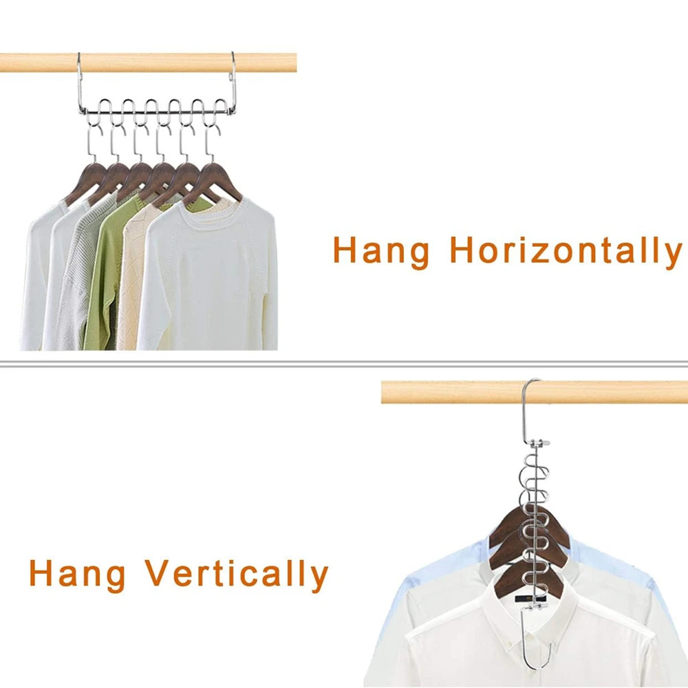 Perchero metálico ahorra espacio para colgar ropa horizontal o verticalmente en closet.