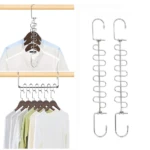 Set x2 ganchos ahorradores de espacio metálicos en forma de S para colgar ropa verticalmente en closets.