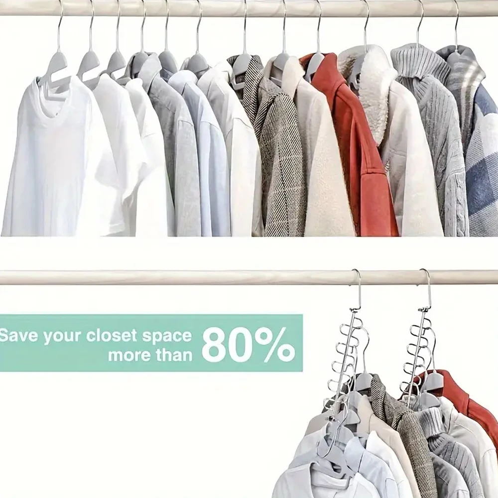 Set x2 ganchos metálicos ahorradores de espacio para closet. Ropa colgada verticalmente.