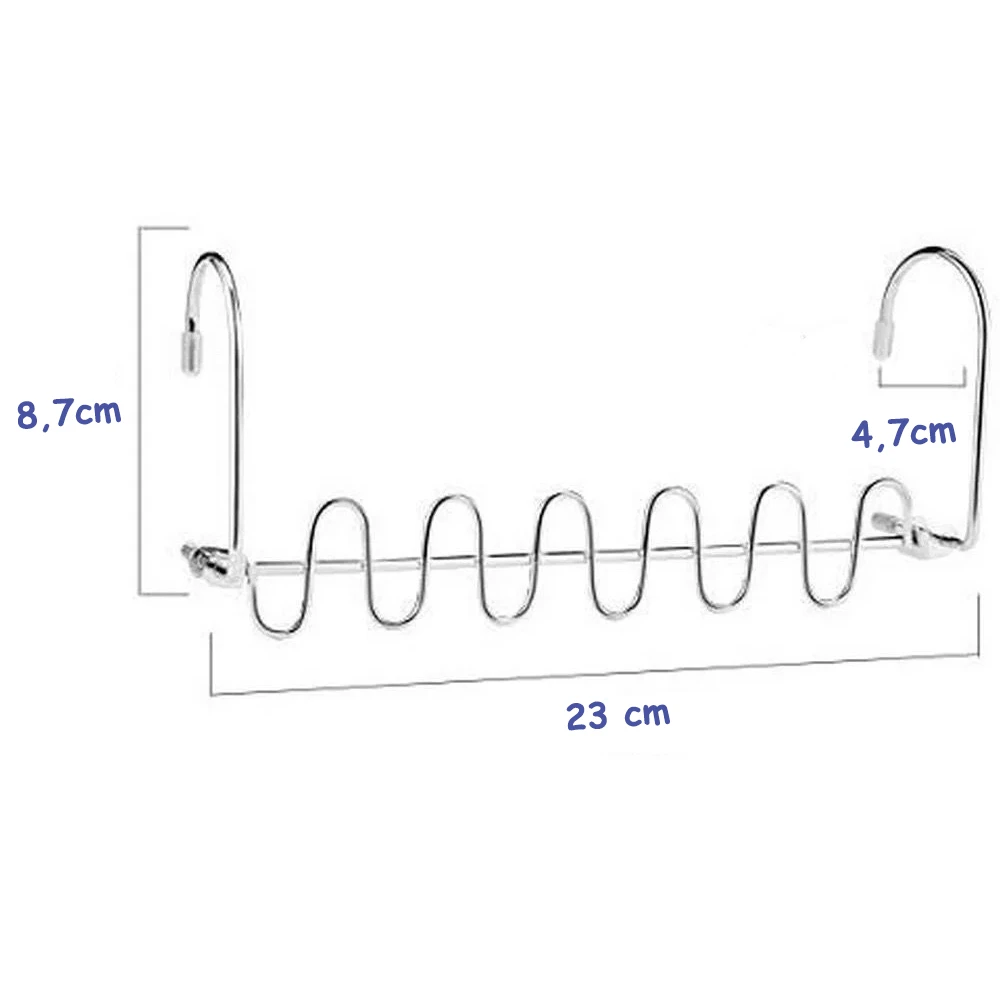 Set x2 ganchos metálicos ahorradores de espacio, 23 cm largo, 8.7 cm alto, 4.7 cm profundidad.