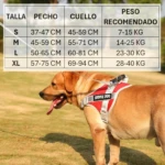 Arnés reflectante Service Dog para perros, talla L, rojo, con medidas de pecho 50-65 cm y cuello 60-81 cm.
