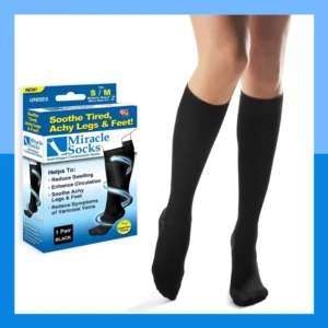 Medias de compresión negras, talla S/M, para aliviar piernas y pies cansados y reducir hinchazón.