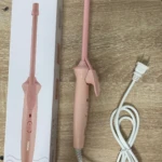 Pinza rizadora delgada rosa de 9mm para ondas y crespos. Incluye caja y cable.