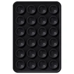 Tapete negro con 20 chupas redondas adheribles para soporte de celular.