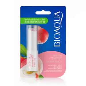 Bálsamo labial Honey Peach Bioaqua, presentación individual.