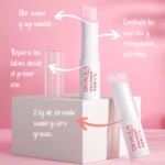 Set x2 bálsamos labiales Bioaqua Peach, uno abierto mostrando su textura rosa, el otro cerrado.