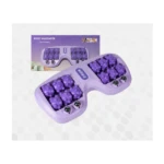 Masajeador de pies manual morado con rodillos para relajar piernas.