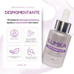 Serum Lumika Despigmentante facial en botella con gotero, aclara manchas y nutre.