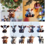 Kit 10 colgantes vaquitas navideñas variadas para decorar árbol.