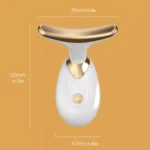 Máquina de lifting facial blanca y dorada con medidas de 120x89x47mm.