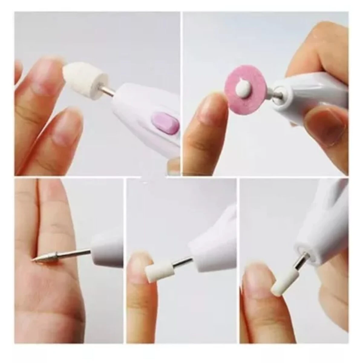 Set Manicure Salonsharper PD-37 con diferentes puntas para limado y acabado de uñas.