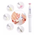 Set manicure Salonsharper PD-37 blanco con 6 puntas intercambiables, ideal para cuidado de uñas.