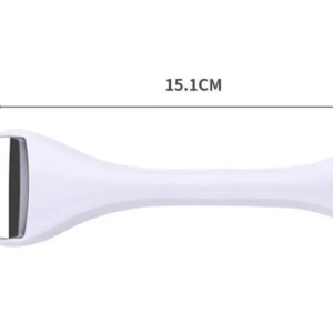 Rodillo facial Ice Roller metálico blanco, 15.1cm largo x 4.6cm ancho, doble punta para masaje frío.