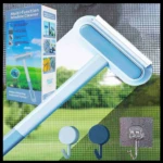 Limpia vidrios para ventanas con mango largo, azul y blanco, para uso interior y exterior.