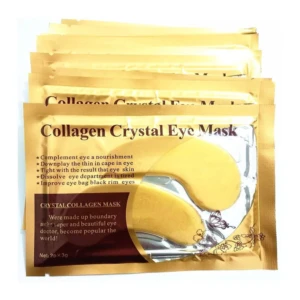 Paquete de mascarillas de colágeno para ojos, doradas, con forma de media luna, para nutrición y mejora.