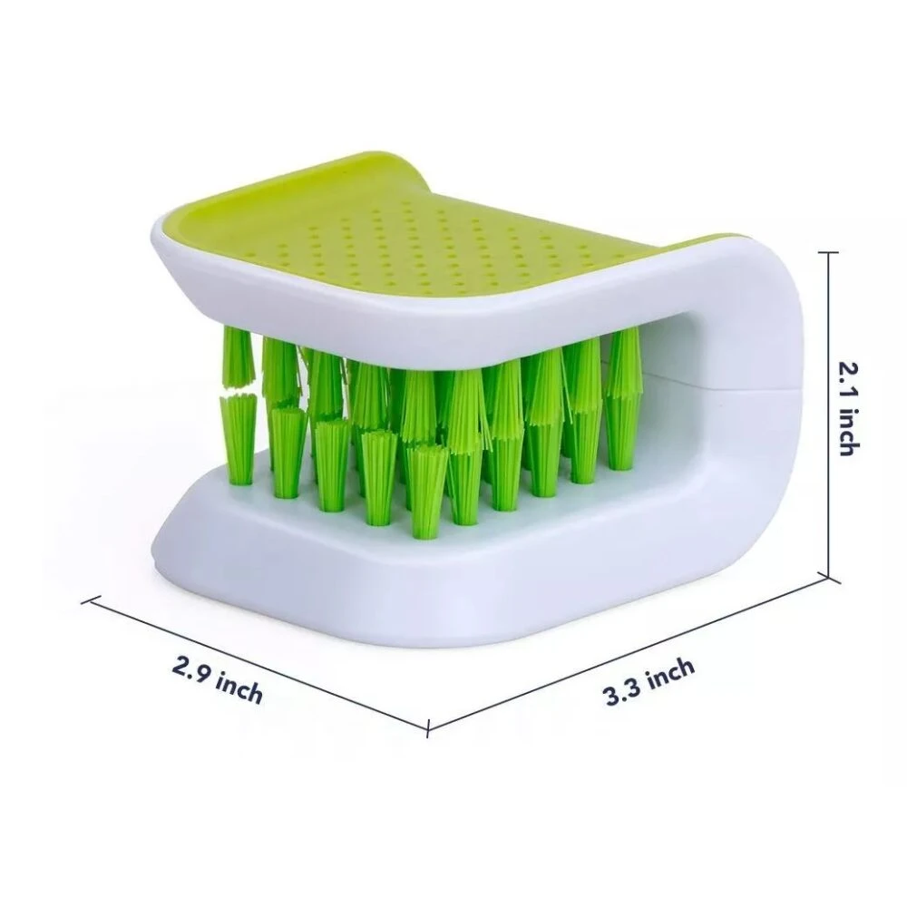 Cepillo lava loza doble cara verde y blanco, 3.3 x 2.9 x 2.1 pulgadas.