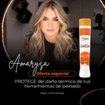 Polímero capilar Amarysa de 300 ml en envase blanco con tapa naranja; protege el cabello del daño térmico al usar herramientas de peinado.