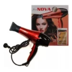 Secador de cabello Nova rojo y negro, modelo profesional, ideal para uso doméstico.