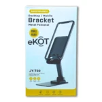 Soporte metálico eKOT JY-T02 para celular, diseño ajustable y estable, ideal para escritorio.