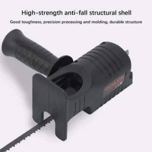 Adaptador de sierra curva para taladro, color negro, diseño ergonómico para cortes precisos.