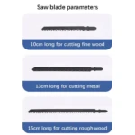 Sierras de sierra de calar: 10cm para madera fina, 13cm para metal, 15cm para madera rugosa.