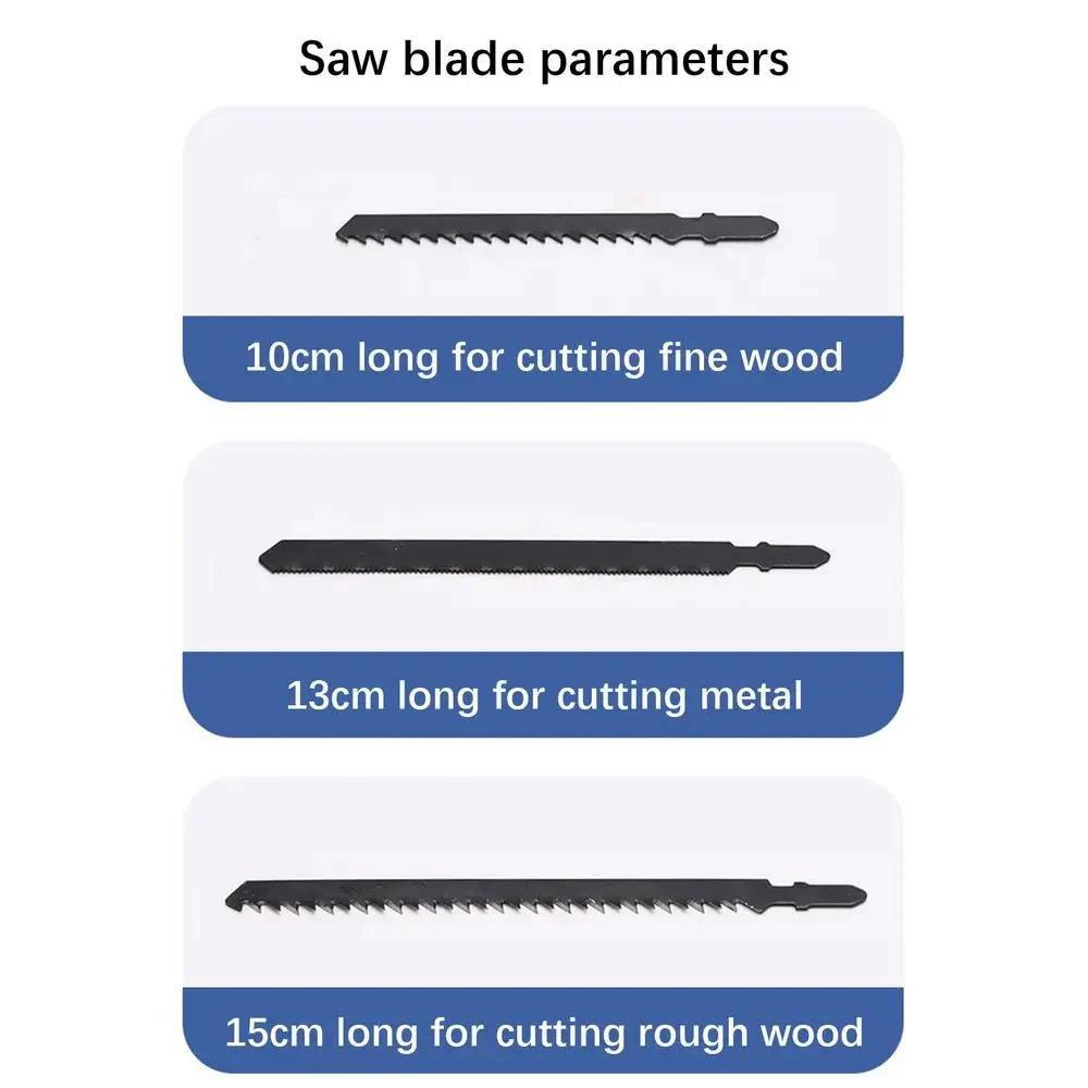 Sierras de sierra de calar: 10cm para madera fina, 13cm para metal, 15cm para madera rugosa.