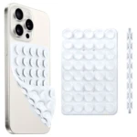 Set x2 soportes de doble ventosa blancos adheridos a celular iPhone para grabar y ver contenido.