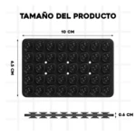 Soporte móvil doble ventosa negro, 10x6.5x0.6 cm, para grabar y mirar contenido.
