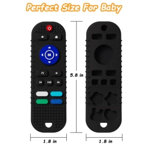 Rasca encías de silicona negro para bebé, diseño de control remoto, 5.8x1.8 pulgadas.