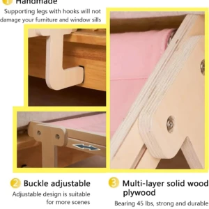 Hamaca para sofá de gato, multiusos, ajustable, madera de abedul, protege muebles.