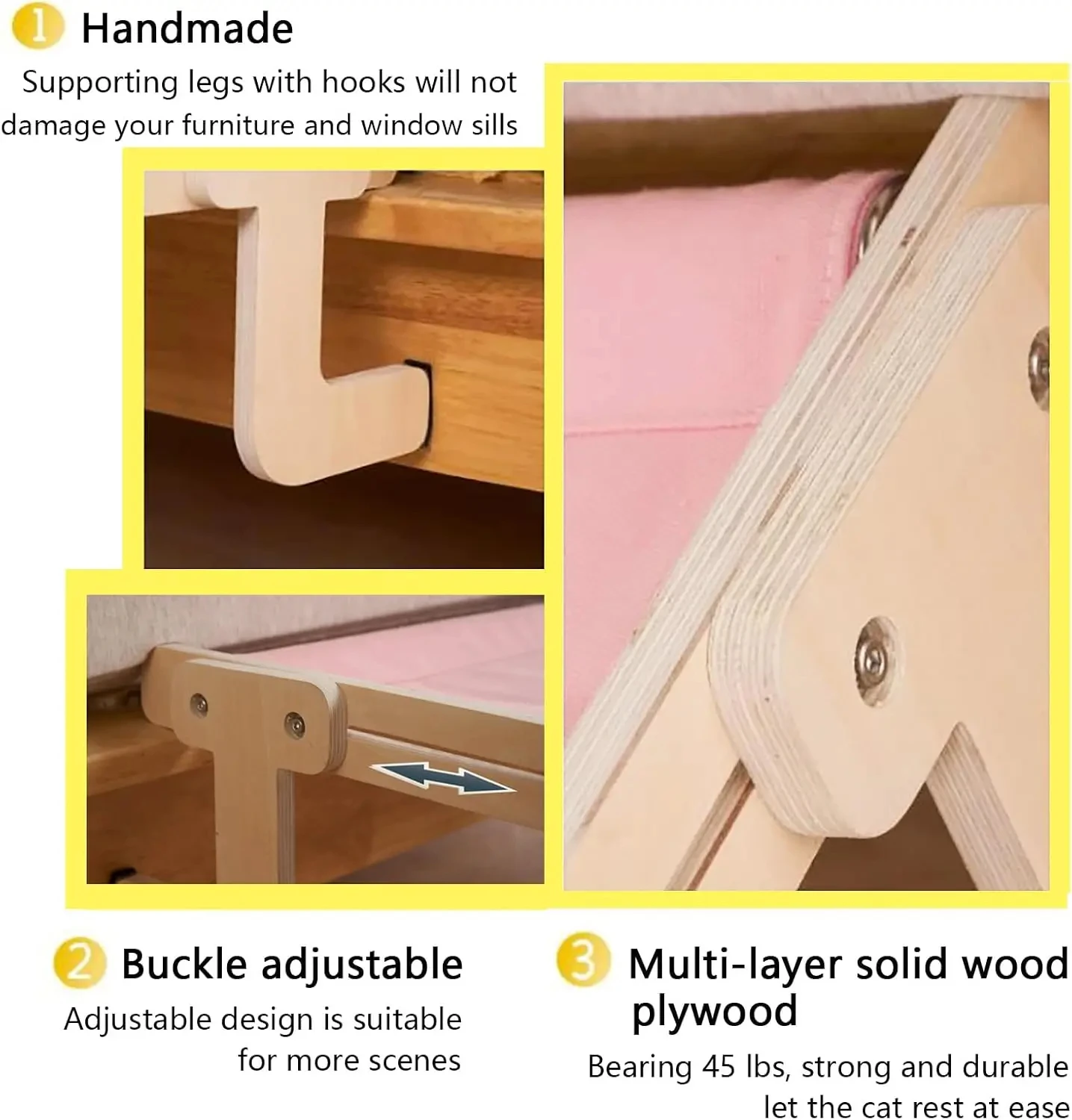 Hamaca para sofá de gato, multiusos, ajustable, madera de abedul, protege muebles.