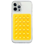 Funda transparente para iPhone con soporte adhesivo amarillo con 24 chupas para celular.