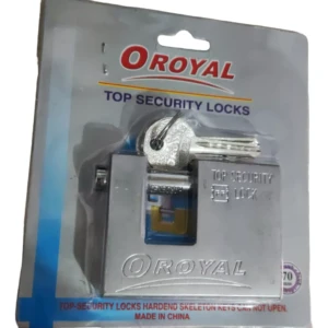 Candado de seguridad OROYAL plateado con llaves, de alta resistencia para puertas y garajes, hecho en China.