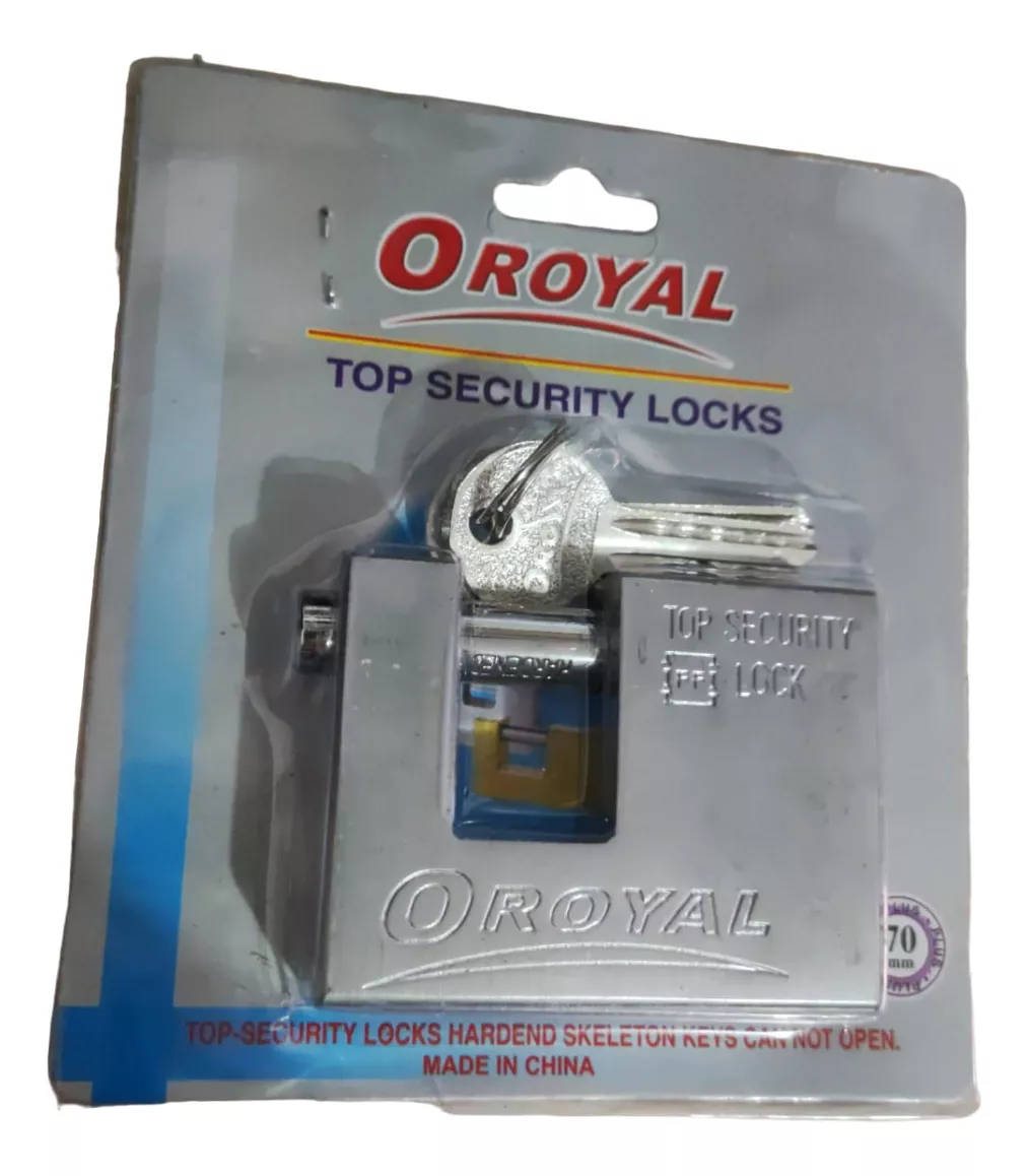 Candado de seguridad OROYAL plateado con llaves, de alta resistencia para puertas y garajes, hecho en China.