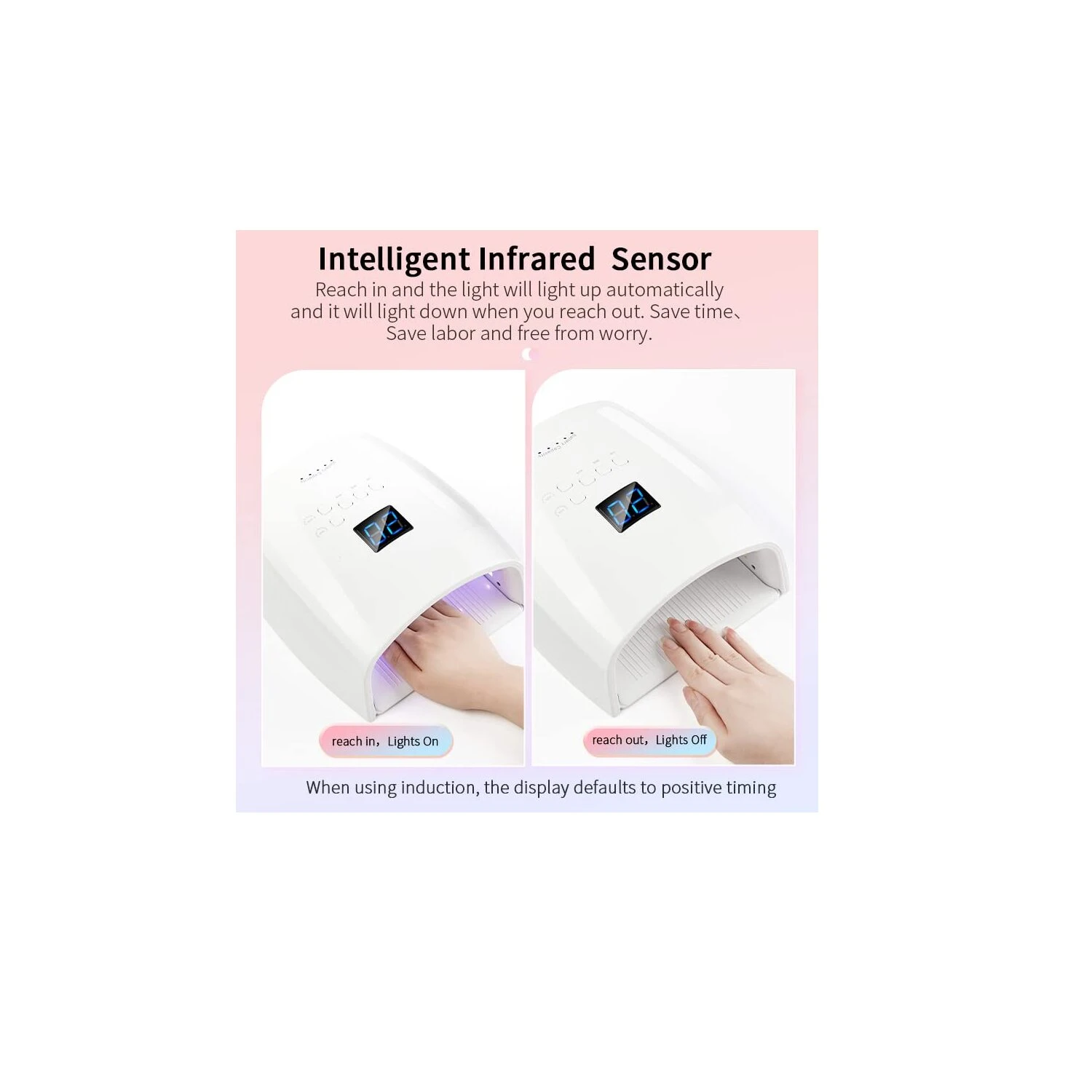Lámpara UV/LED recargable de 48W, con sensor infrarrojo, demostración de uso para manicure.