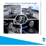 Set x2 soportes magnéticos para celular en autos, diseño cromado, se adhieren a diversas superficies.